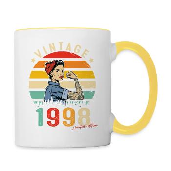 1998 Vintage Édition limitée Cadeau Femmes - Mug contrasté - blanc/jaune - Droite