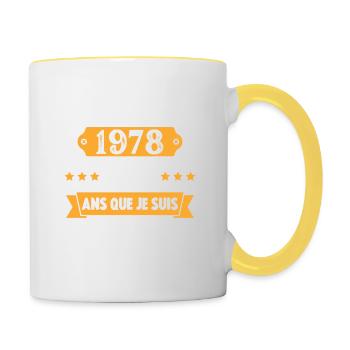 Cadeau D'anniversaire 44 Ans Décembre 1978 Rétro - Mug contrasté - blanc/jaune - Droite