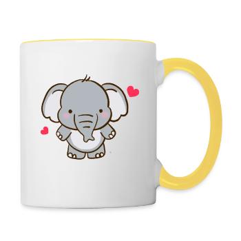 Embrasse-moi si tu m’aimes - Elephant - Mug contrasté - blanc/jaune - Droite