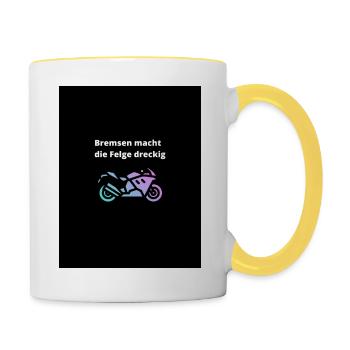 Bremsen macht die Felge dreckig - Tasse zweifarbig - Weiß/Gelb - Rechts