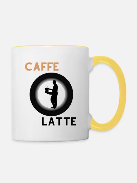Caffe Latte - Tasse zweifarbig - Weiß/Gelb