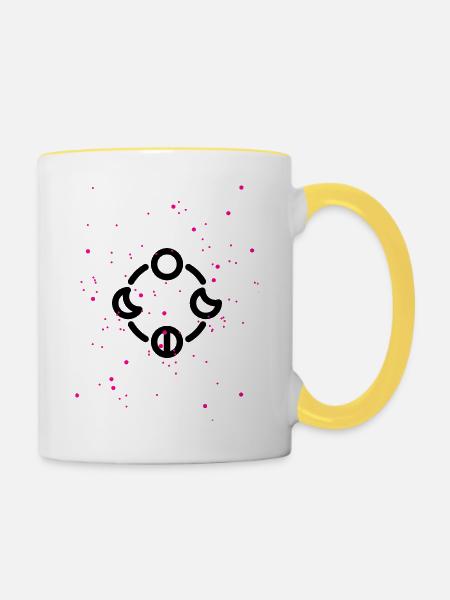 Mondphasen - Tasse zweifarbig - Weiß/Gelb