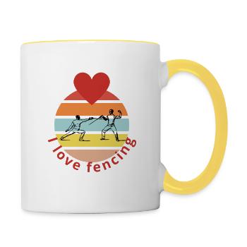 I love fencing - Tasse zweifarbig - Weiß/Gelb - Rechts