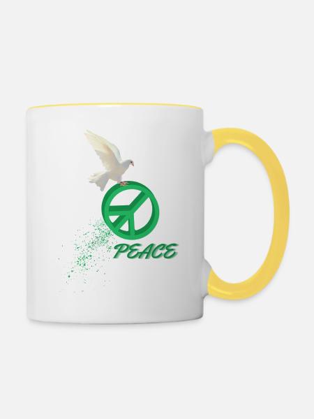 Frieden - Tasse zweifarbig - Weiß/Gelb