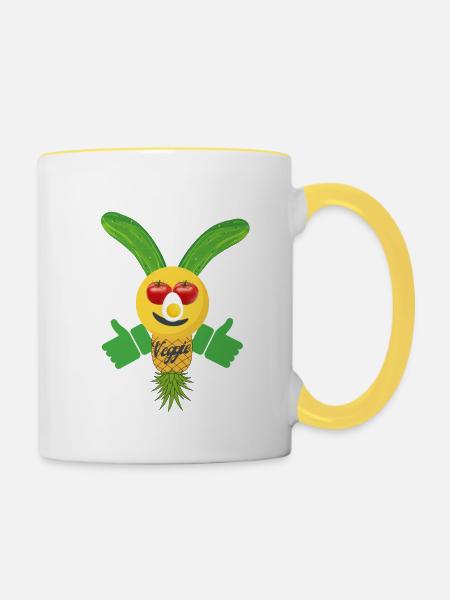 Veggie - Tasse zweifarbig - Weiß/Gelb