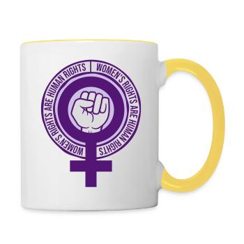 womens rights feminist quote - Contrasting Mug - white/yellow - Right