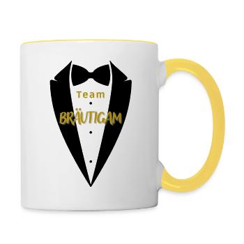 Anzug Bräutigam - Tasse zweifarbig - Weiß/Gelb - Rechts