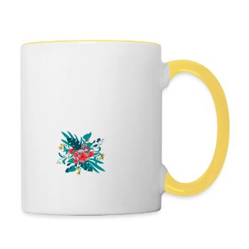 Buchstabe Q geblüht - Tasse zweifarbig - Weiß/Gelb - Rechts