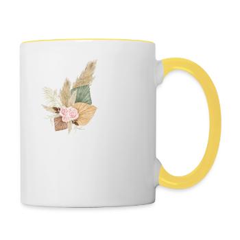 Buchstabe G blumig - Tasse zweifarbig - Weiß/Gelb - Rechts