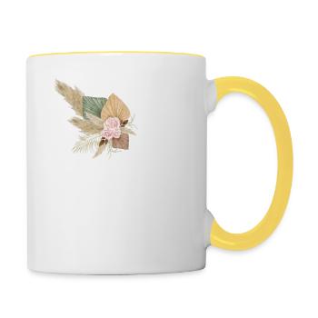 letter P flowery - Contrasting Mug - white/yellow - Right