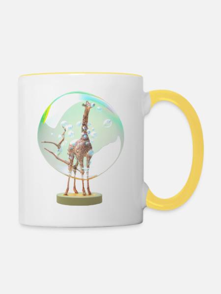 Giraffe - Contrasting Mug - white/yellow