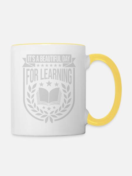 beautiful day for learning - Tasse zweifarbig - Weiß/Gelb