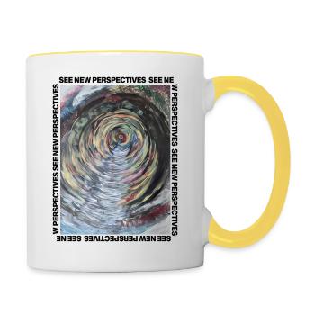 Eine andere Dimension bunte Straße - Tasse zweifarbig - Weiß/Gelb - Rechts
