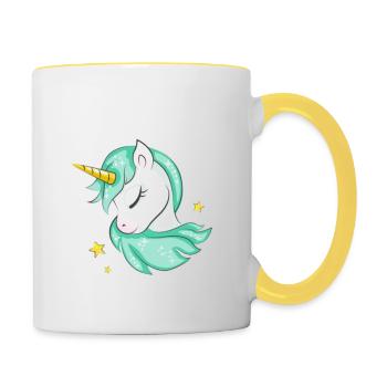 All i need is my Unicorn Einhorn Design - Contrasting Mug - white/yellow - Right