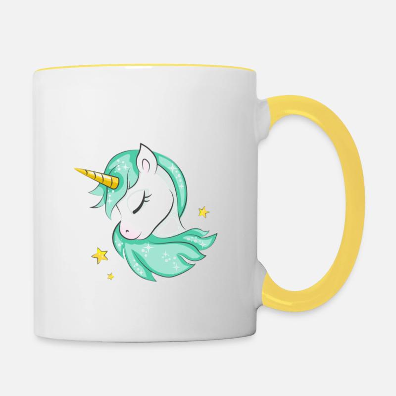 Tout ce dont j’ai besoin, c’est de mon Unicorn Einhorn Design - Mug contrasté - blanc/jaune