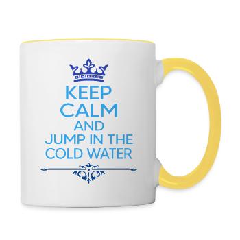Eisbader Winterschwimmer kaltes Waser Kaltbader - Tasse zweifarbig - Weiß/Gelb - Rechts