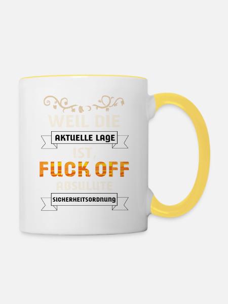 Sicherheit - Tasse zweifarbig - Weiß/Gelb