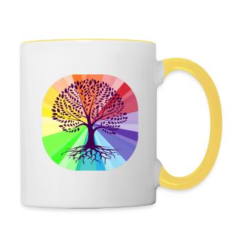 Lebensbaum Rund - Tasse zweifarbig - Weiß/Gelb - Rechts