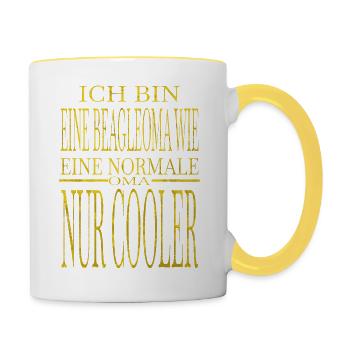 Drôle de déclaration de chiot de lévrier Bday Chien préféré - Mug contrasté - blanc/jaune - Droite