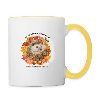 Ich habe mein Krafttier gefunden - Igel - Tasse zweifarbig - Weiß/Gelb - Rechts