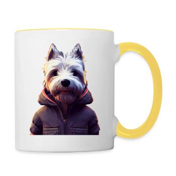 Westie Dog - Westie - Contrasting Mug - white/yellow - Right
