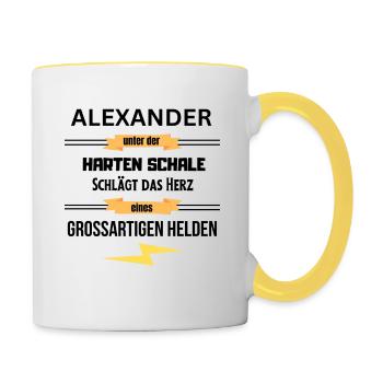Alexander unter harte Schale eines Großartigen Hel - Tasse zweifarbig - Weiß/Gelb - Rechts
