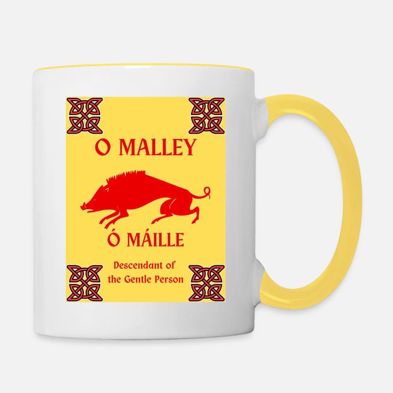 O MALLEY SURNAME - Contrasting Mug - white/yellow