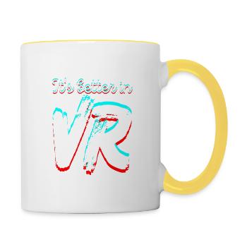 Es ist besser in VR - Virtual Reality - Tasse zweifarbig - Weiß/Gelb - Rechts
