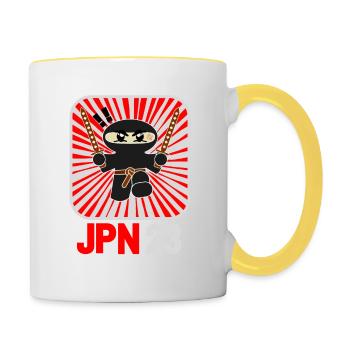 ANIME SAMURAI FASHION DESIGN, Japan Kawaii Anime - Tasse zweifarbig - Weiß/Gelb - Rechts
