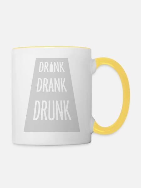 drink drank drunk Zitat - Tasse zweifarbig - Weiß/Gelb
