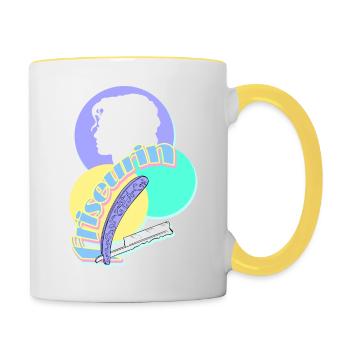 Hairdresser Razor Woman Head - Contrasting Mug - white/yellow - Right