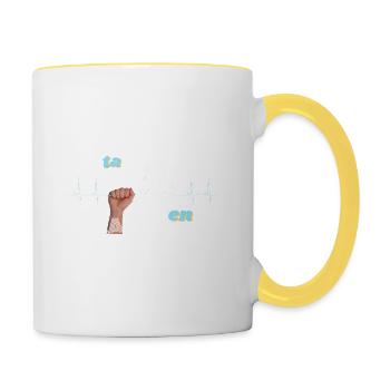 T shirt Life - Mug contrasté - blanc/jaune - Droite
