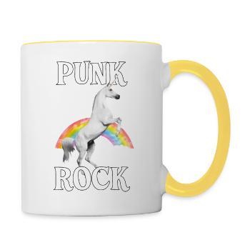 Cadeau de musique de licorne punk rock - Mug contrasté - blanc/jaune - Droite