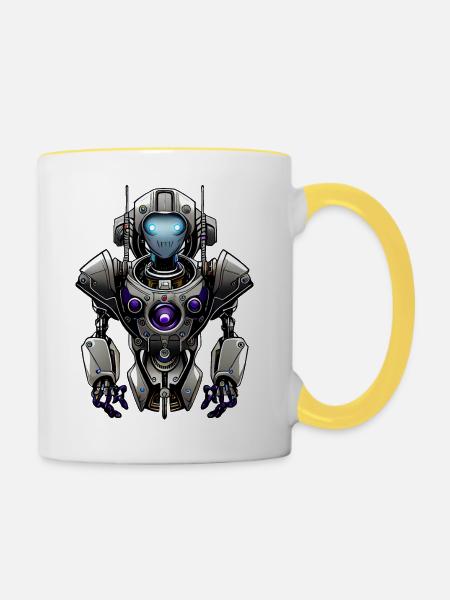 Roboter Beta - Tasse zweifarbig - Weiß/Gelb