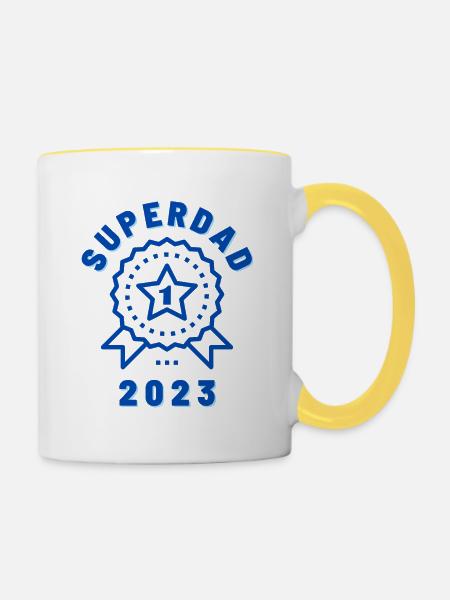 SUPERDAD 2023 - Tasse zweifarbig - Weiß/Gelb