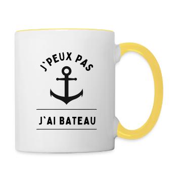 J'peux pas j'ai bateau - Mug contrasté - blanc/jaune - Droite