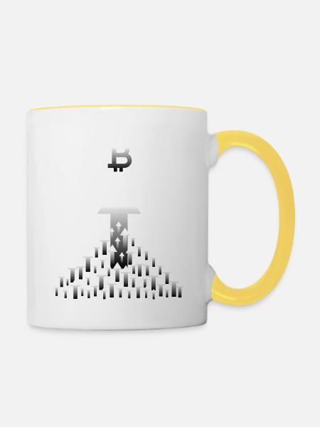 Bitcoin Trading Crypto Aktien - Tasse zweifarbig - Weiß/Gelb