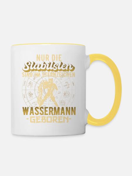 Sternzeichen Wassermann Wassermänner Geschenk - Tasse zweifarbig - Weiß/Gelb