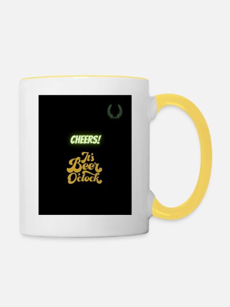 Cheers - Tasse zweifarbig - Weiß/Gelb