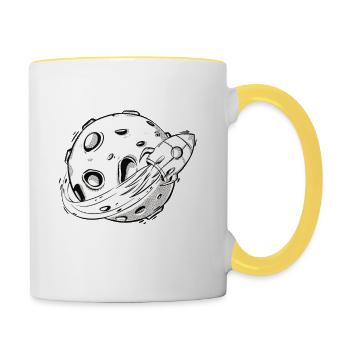 Ne me dites pas que le ciel est la limite Espace rétro - Mug contrasté - blanc/jaune - Droite