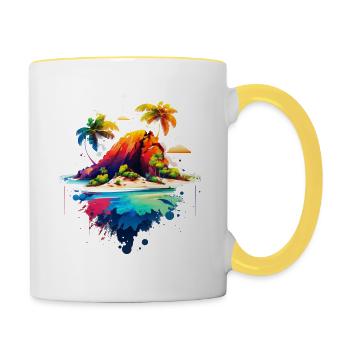Beautiful Island Illustration | South Sea Island - Contrasting Mug - white/yellow - Right