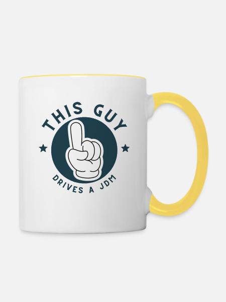 This Guy drives a JDM - Tasse zweifarbig - Weiß/Gelb