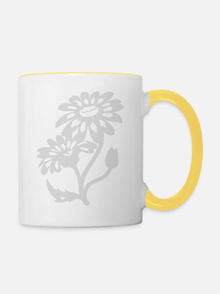 Einfache Gänseblümchen - Tasse zweifarbig - Weiß/Gelb