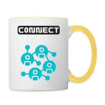 Internet Connect together - Tasse zweifarbig - Weiß/Gelb - Rechts