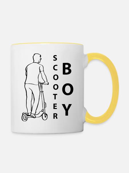 E-Scooter E-Roller Scooter - Tasse zweifarbig - Weiß/Gelb