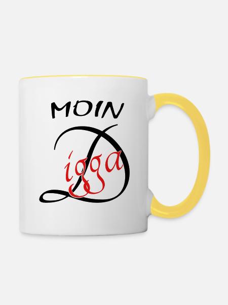 Moin Digga - Tasse zweifarbig - Weiß/Gelb