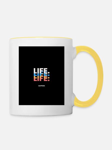 LEBEN - Tasse zweifarbig - Weiß/Gelb
