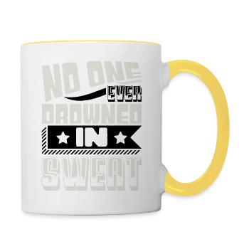 NO ONE EVER DROWNES IN SWEAT - Contrasting Mug - white/yellow - Right