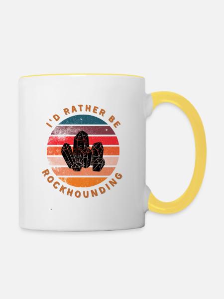 I‘d rather be Rockhounding - Tasse zweifarbig - Weiß/Gelb