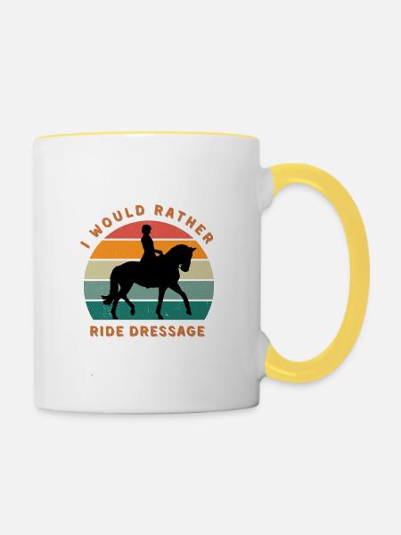 ich würde lieber Dressurreiten - Tasse zweifarbig - Weiß/Gelb